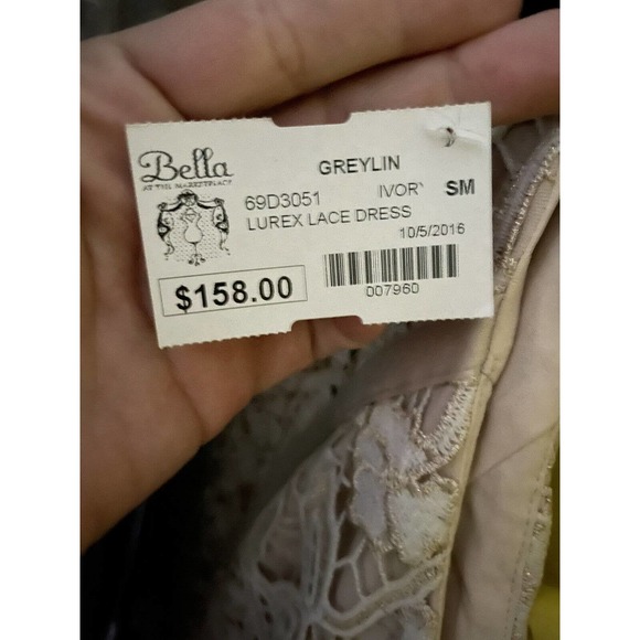 NWT ASTR The Label Womens Sheath Lurex Ivory Lace Dress Lined Spaghetti Straps S - Picture 8 of 8